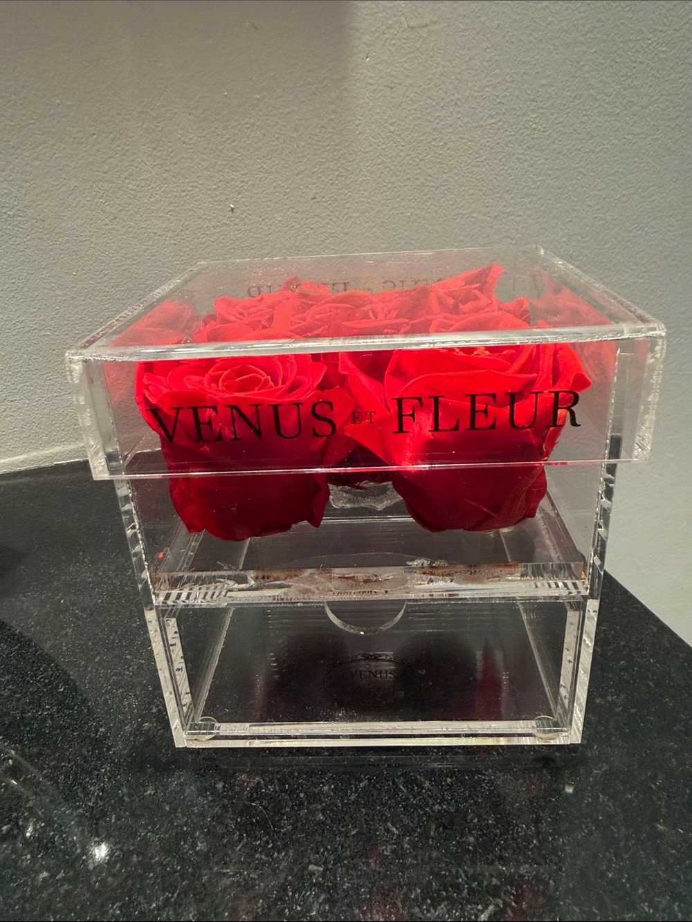 Red Eternity Roses in Clear Acrylic Box